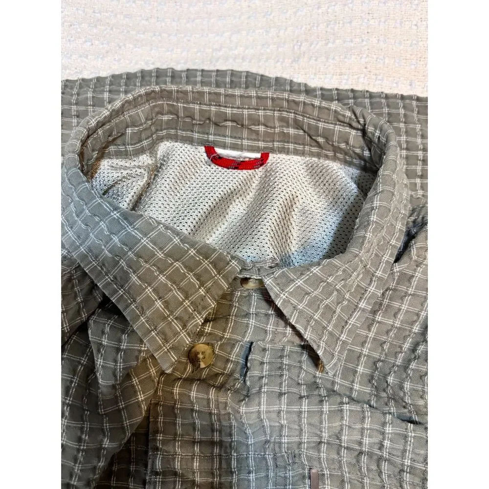The North Face Green Khaki Plaid Short Sleeve Shirt Men’s XL Hiking Outdoor